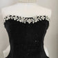 Black Strapless Short Prom Dress Beaded Evening Party Dress  MD7590