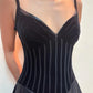 V Neck A Line Black Long Prom Dress Formal Party Dress MD7615