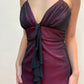 V Neck A Line Vintage Long Prom Dress Ruffle Evening Party Dress MD7620