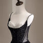 Black Sequins Mermaid Straps Beaded Prom Dress, Black Sequins Party Dress MD7625