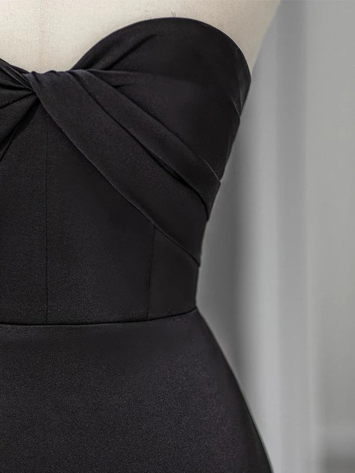 Sweetheart Black Mermaid Evening Dress Strapless Long Prom Dress MD7635
