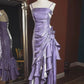 Vintage Spaghetti Straps Sheath Chiffon Ruffled Long Prom Dress MD7643