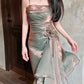 Vintage Spaghetti Straps Asymmetrical Chiffon Long Party Dress MD7644