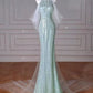 Tiffany Blue Mermaid Sequins Long Prom Dress Formal Party Gown MD7649