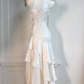 Spaghetti Straps Sheath Chiffon White Long Party Dress Birthday Outfits MD7659