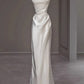 Strapless White Sheath Satin Wedding Dress Formal Evening Gown MD7679