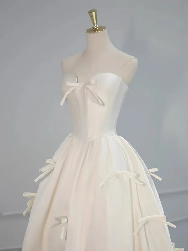 White Strapless A Line Cute Sweet Birthday Party Dress MD7680
