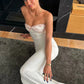 White Strapless Sheath Long Prom Dress Elegant Party Dress MD7723