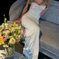 White Strapless Sheath Long Prom Dress Elegant Party Dress MD7723