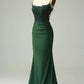 Mermaid Dark Green Long Prom Dress with Appliques Beading MD7726