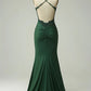 Mermaid Dark Green Long Prom Dress with Appliques Beading MD7726