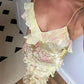 Yellow Spaghetti Straps Ruffle Long Prom Dress with Ruffles MD7729