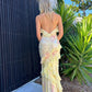 Yellow Spaghetti Straps Ruffle Long Prom Dress with Ruffles MD7729