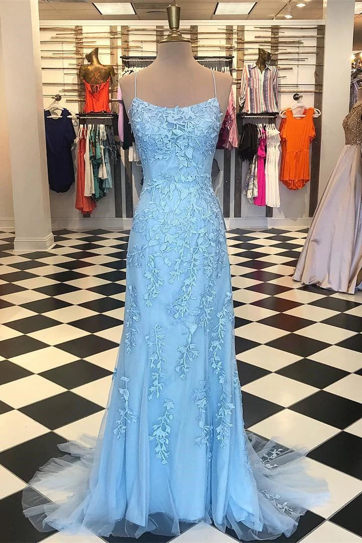 Red Floral Appliques Tulle Mermaid Long Formal Dress MD7737