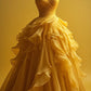 Yellow A-Line Sweetheart Neck Long Prom Dress Evening Gown, MD7970