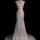 Stunning White Backless Mermaid Shiny Party Gown Wedding Dress, MD7991