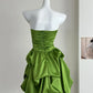 Simple Green Strapless Ruffled Hem Design A-line Mini Party Dress Homecoming Dress D1519