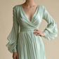 Schlichtes weißes A-Linien-Chiffon-Vintage-Abendkleid mit V-Ausschnitt, langes Partykleid, D867