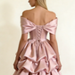 Robe de soirée courte plissée à bretelles spaghetti, tenue de soirée d'anniversaire, robe de cocktail D3339