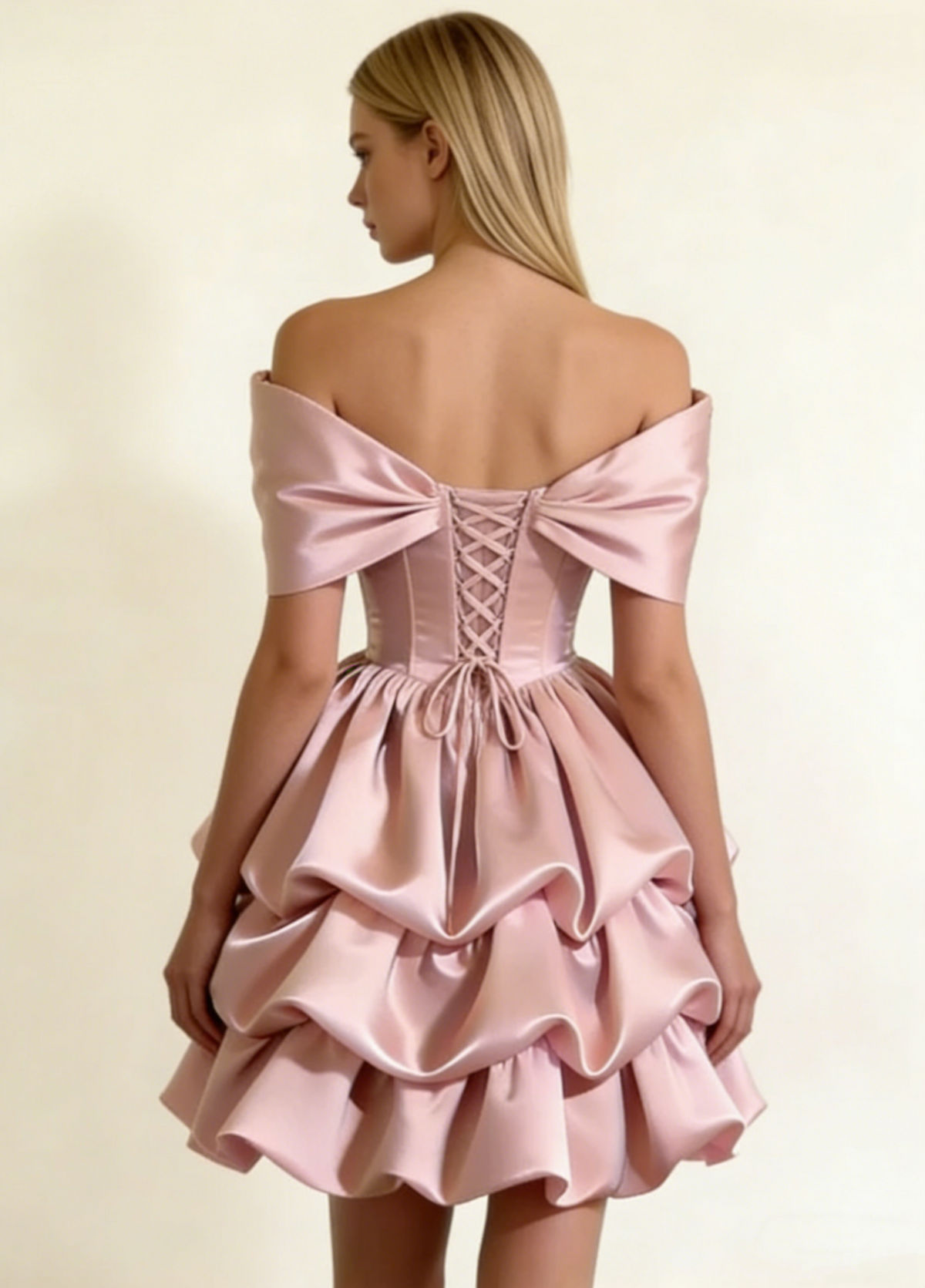 Robe de soirée courte plissée à bretelles spaghetti, tenue de soirée d'anniversaire, robe de cocktail D3339