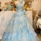 New Arrival Prom Dress Spaghetti Straps Ruffle Tired Ball Gown Evening Gown Quinceanera Dress    D3650