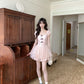 Cute Suqare Neckline Lace Tiered Draped Short Prom Dress Homecoming Dress with Bowknot  D1754
