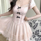 Cute Suqare Neckline Lace Tiered Draped Short Prom Dress Homecoming Dress with Bowknot  D1754