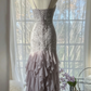 Light Lilac Straps Mermaid Beading Ruffles Long Evening Dress Birthday Outfits, D872