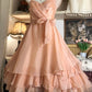 Vintage Champagne Sweetheart Halter Dress Design A-line Chiffon Party Dress Homecoming Dress D1565