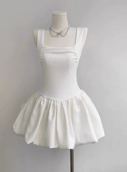 Chic Homecoming Dress Halter Square Pleated Back to School Outfits Party Dress Birthday Outfits D7417