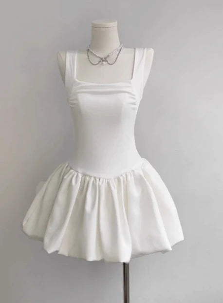 Chic Homecoming Dress Halter Square Pleated Back to School Outfits Party Dress Birthday Outfits D7417