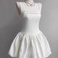 Chic Homecoming Dress Halter Square Pleated Back to School Outfits Party Dress Birthday Outfits D7417