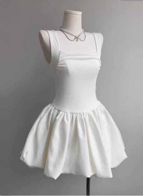 Chic Homecoming Dress Halter Square Pleated Back to School Outfits Party Dress Birthday Outfits D7417