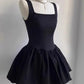 Chic Homecoming Dress Halter Square Pleated Back to School Outfits Party Dress Birthday Outfits D7417