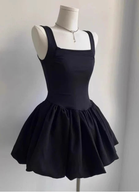 Chic Homecoming Dress Halter Square Pleated Back to School Outfits Party Dress Birthday Outfits D7417