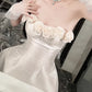 Retro Beige Sequin 3D Floral Strapless Design A-line Party Dress Homecoming Dress D1561