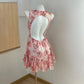 Cute Pink Floral Backless Design A-line Party Dress Homecoming Dress D1562
