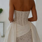 Chic Homecoming Dress Strapless Lace Pleated Pearl Back to School Outfits Party Dress Birthday Dress D7412