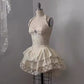 Vintage Beige Sweetheart Applique A-Line Elegant Tiered Homecoming Dress Party Dress Prom Dresses D1618