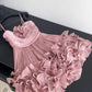 Cute Pink Spaghetti Strap Ruffle Design A-Line Homecoming Dress Party Dress Prom Dresses D1619