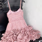 Cute Pink Spaghetti Strap Ruffle Design A-Line Homecoming Dress Party Dress Prom Dresses D1619