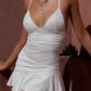 Cute White Spaghetti Strap Lace Applique V-neck Design A-Line Homecoming Dress Party Dress Prom Dresses D1620