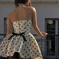 Cute Dot Pattern Design Strapless Bow Zip-up A-Line Homecoming Dress Party Dress Prom Dresses D1621
