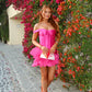 Chic Homecoming Dress Off the Shoulder Pleated Back to School Outfits Party Dress Birthday Outfits D7418