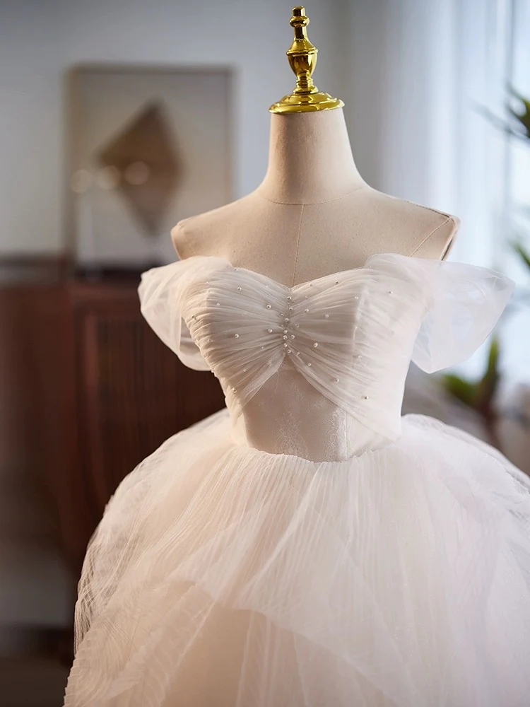 White Sweetheart Tulle Lace Short Prom Dress, White Homecoming Dress  MD7228