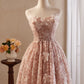 Vintage Pink 3D Flower Design A-line Off-the-shoulder Homecoming Dress , D1358