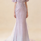 Light Pink Straps Off Shoulder Beading Mermaid Long Formal Party Dress, D282