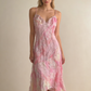 Pink Straps Sequins Lace Sheath Chiffon Long Party Dress Birthday Dress, D579