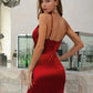 Charming Homecoming Dress V Neck Spaghetti Strap Pleated Back to School Outfits Party Dress  D7471