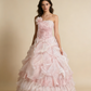 Pretty Prom Dress Strapless Pleated Flower Ball Gown Birthday Party Dress Evening Dress       D4141